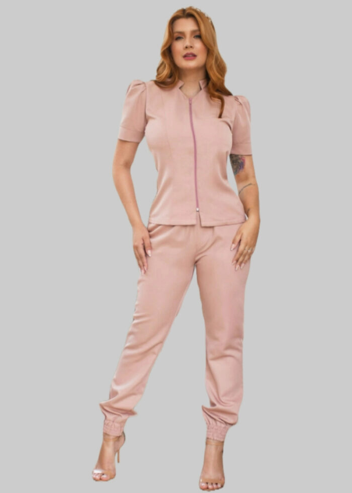 Scrub Feminino Gola Padre rose Frente