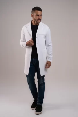 jaleco masculino branco manga longa gola blazer mateo_frente aberto